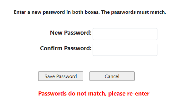 Password mismatch notification image